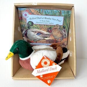 Smithsonian Wildlife Series Book & Plush Mallard Duck at Meadow View Pond VTG